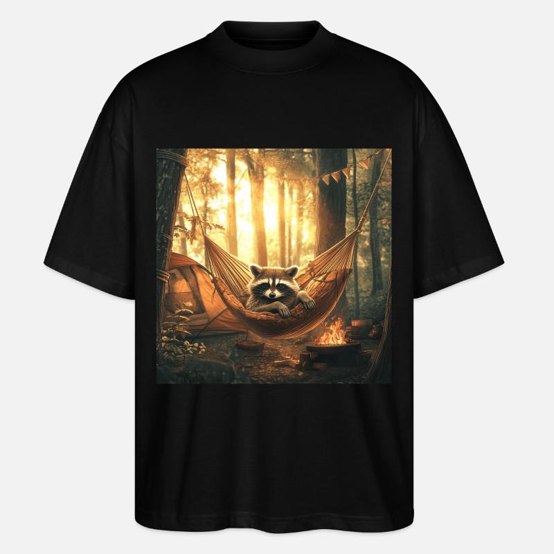 Waschbär - Stanley/Stella Oversized Unisex Bio T-Shirt Blaster 2.0 - Schwarz