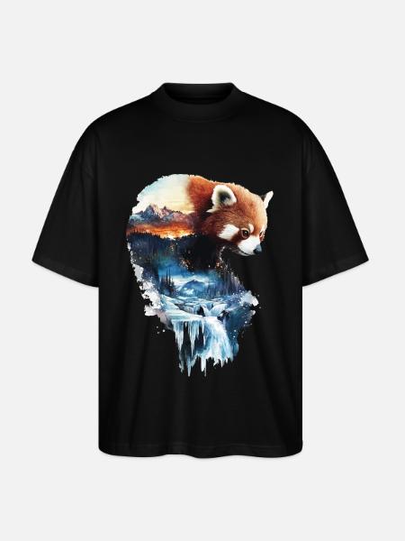 Roter Panda - Stanley/Stella Oversized Unisex Bio T-Shirt Blaster 2.0 - Schwarz