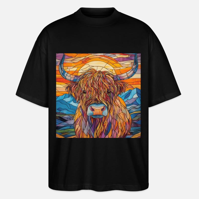 Hochlandrind - Stanley/Stella Oversized Unisex Bio T-Shirt Blaster 2.0 - Schwarz