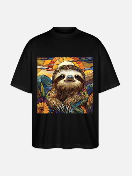 Faultier - Stanley/Stella Oversized Unisex Bio T-Shirt Blaster 2.0 - Schwarz