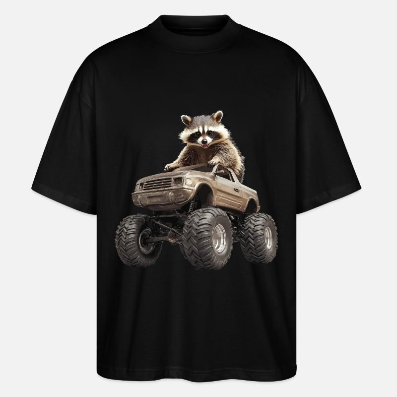 Waschbär - Stanley/Stella Oversized Unisex Bio T-Shirt Blaster 2.0 - Schwarz