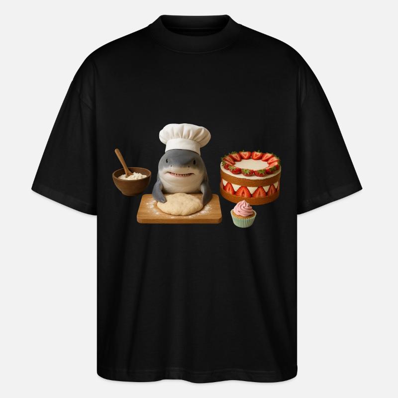 Shark Baking Cake Bread - Stanley/Stella Oversized Unisex Organic T-shirt Blaster 2.0 - black