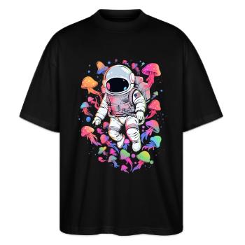 Trippy Astronaute Psychédélique EDM Festival Rave - T-shirt bio Blaster 2.0 coupe oversize Stanley/Stella Unisexe - noir - Devant - Alina (178cm) & Michal (187cm)