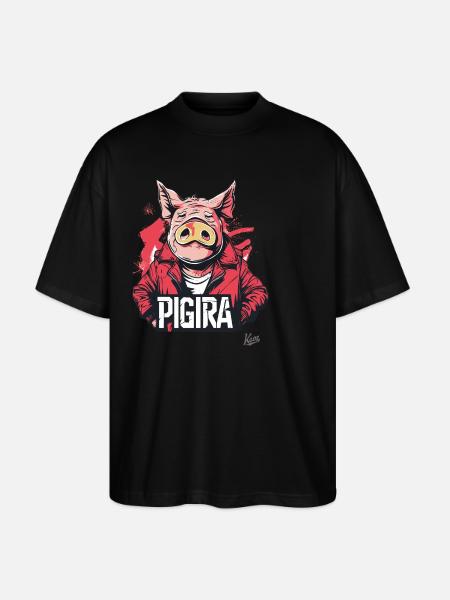 A-Kira: 90s Anime Movie Parody – Pig the Pigira - Stanley/Stella Oversized Unisex Organic T-shirt Blaster 2.0 - black