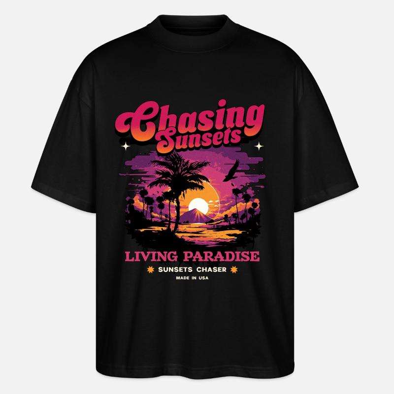 Sunset Paradise Déclaration Rétro - T-shirt bio Blaster 2.0 coupe oversize Stanley/Stella Unisexe - noir