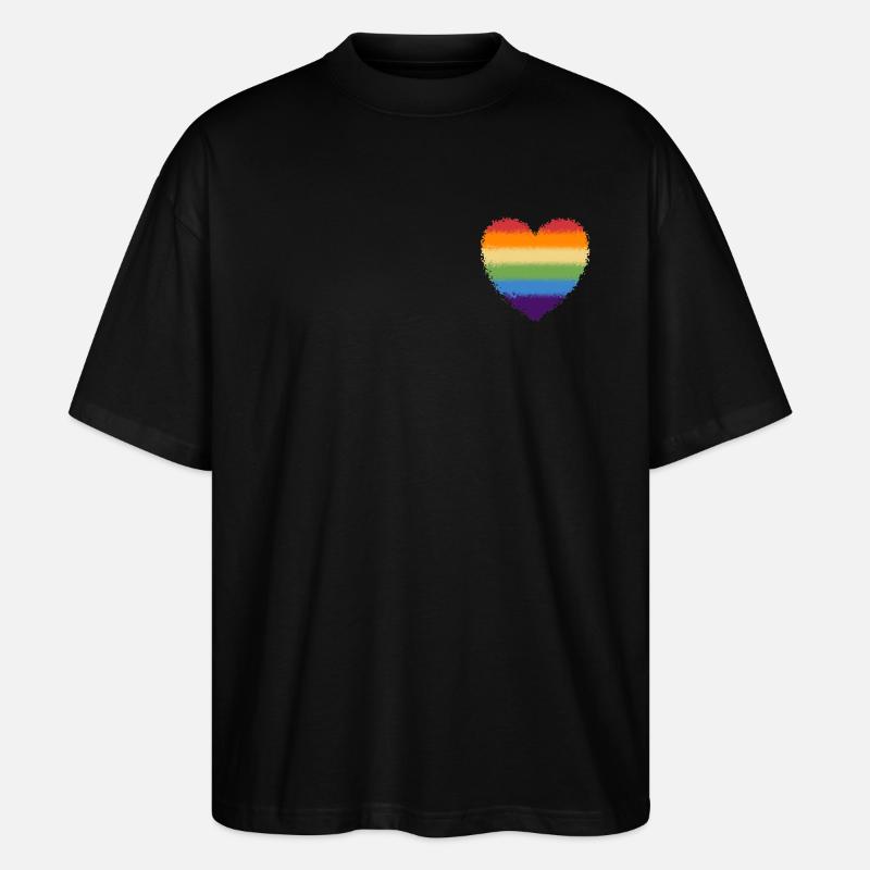 Swirled rainbow heart logo - Stanley/Stella Oversized Unisex Organic T-shirt Blaster 2.0 - black