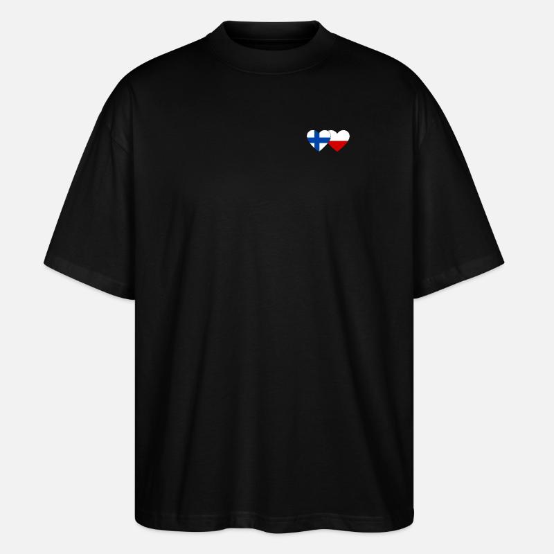 Finlande Pologne Drapeau Coeur - T-shirt bio Blaster 2.0 coupe oversize Stanley/Stella Unisexe - noir