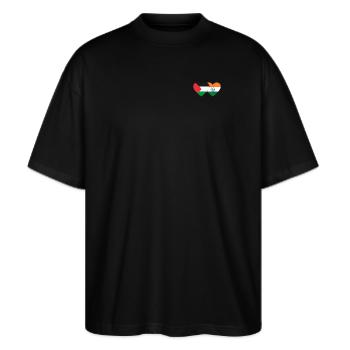 Drapeau de la Palestine et de l’Inde - T-shirt bio Blaster 2.0 coupe oversize Stanley/Stella Unisexe - noir - Devant - Alina (178cm) & Michal (187cm)