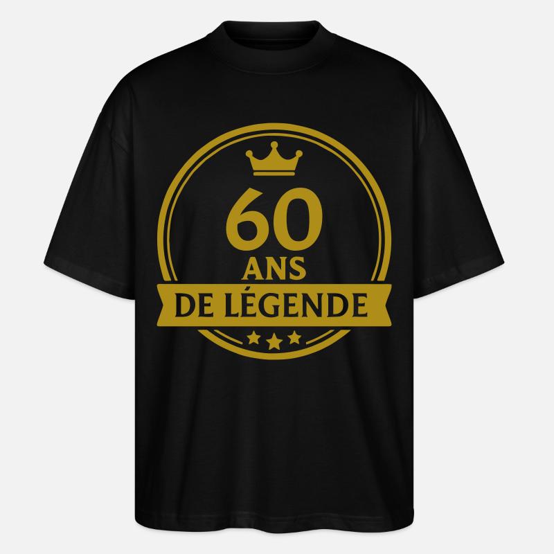 60 ans de légende – Cadeau d’anniversaire stylé - T-shirt bio Blaster 2.0 coupe oversize Stanley/Stella Unisexe - noir