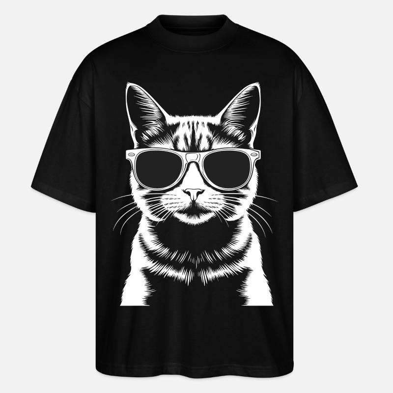 Cat with glasses - Stanley/Stella Oversized Unisex Organic T-shirt Blaster 2.0 - black
