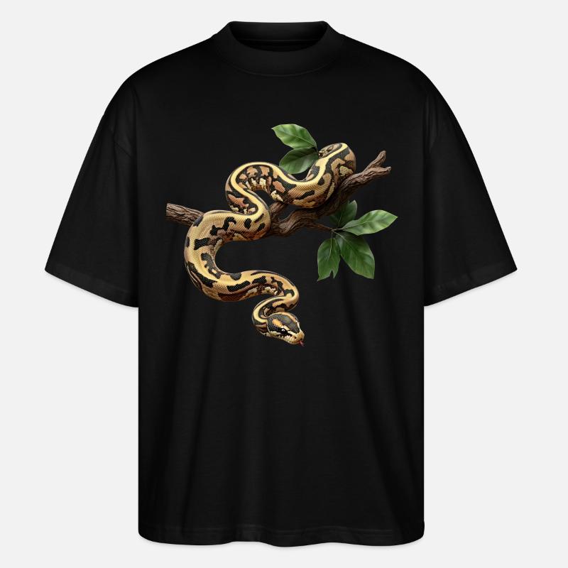 Königspython Schlangen Liebhaber Terrarium Python - Stanley/Stella Oversized Unisex Bio T-Shirt Blaster 2.0 - Schwarz