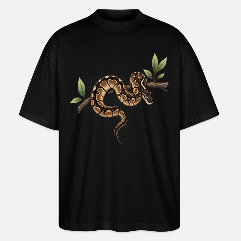 Königspython Schlangen Liebhaber Terrarium Python - Stanley/Stella Oversized Unisex Bio T-Shirt Blaster 2.0 - Schwarz