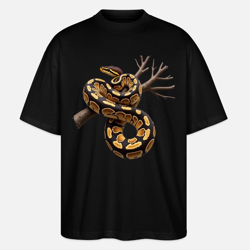 Königspython Schlangen Liebhaber Terrarium Python - Stanley/Stella Oversized Unisex Bio T-Shirt Blaster 2.0 - Schwarz