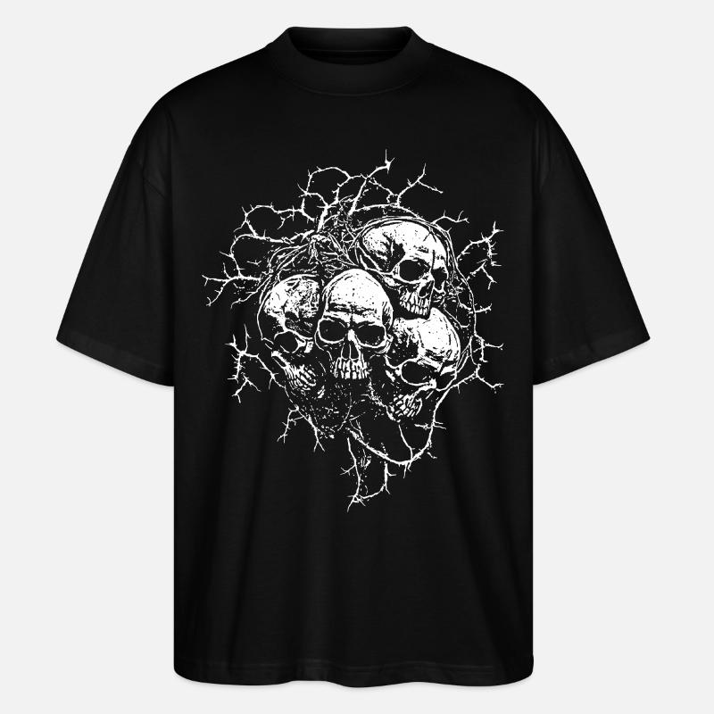 Crânes en vrilles épineuses - T-shirt bio Blaster 2.0 coupe oversize Stanley/Stella Unisexe - noir