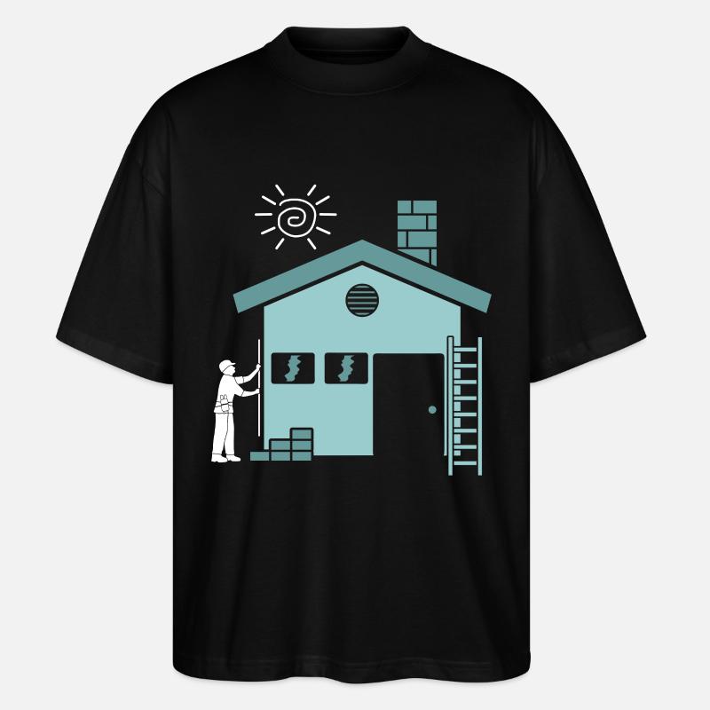 Hausbauer Häuslebauer Haus Bauen - Stanley/Stella Oversized Unisex Bio T-Shirt Blaster 2.0 - Schwarz