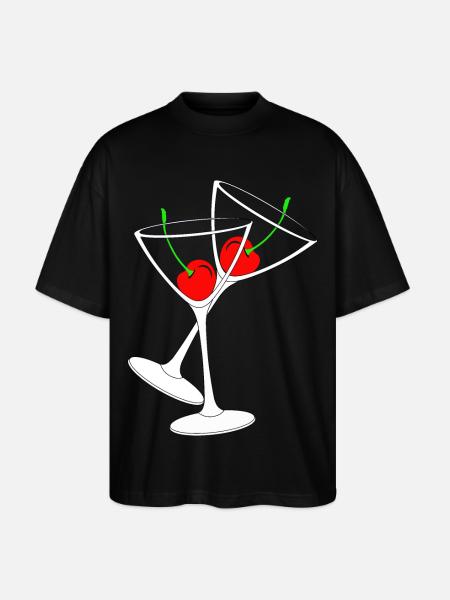 Cocktail glasses with cherries - Stanley/Stella Oversized Unisex Organic T-shirt Blaster 2.0 - black