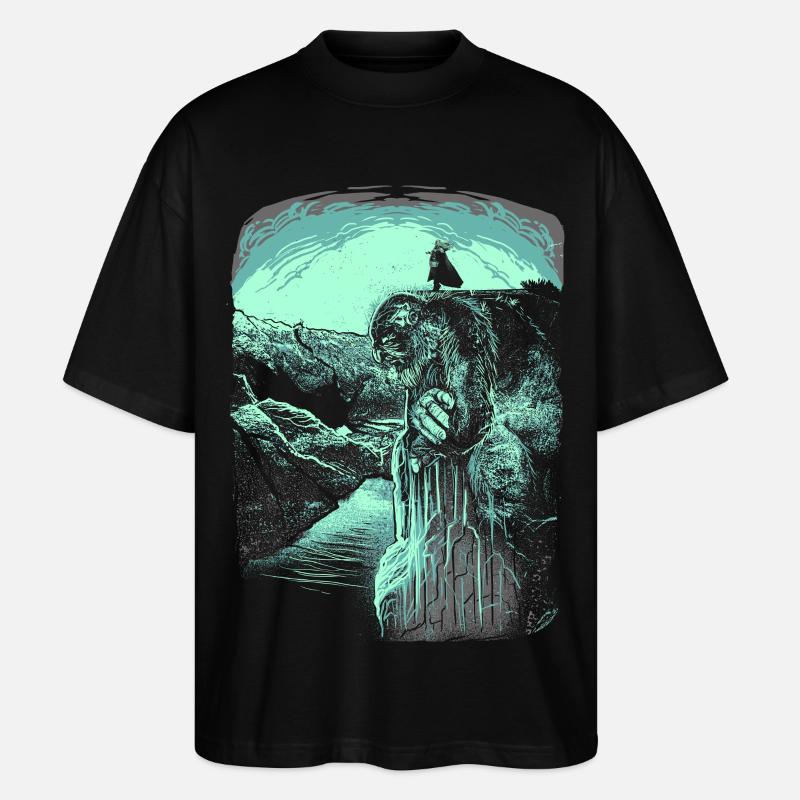 Pulpit Rock - Troll - Norvège - T-shirt bio Blaster 2.0 coupe oversize Stanley/Stella Unisexe - noir