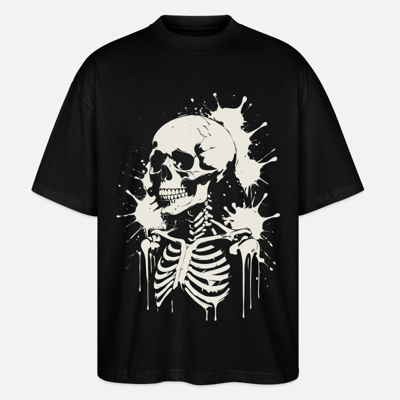 Schädel Skelett Schädel & Malerei - Stanley/Stella Oversized Unisex Bio T-Shirt Blaster 2.0 - Schwarz