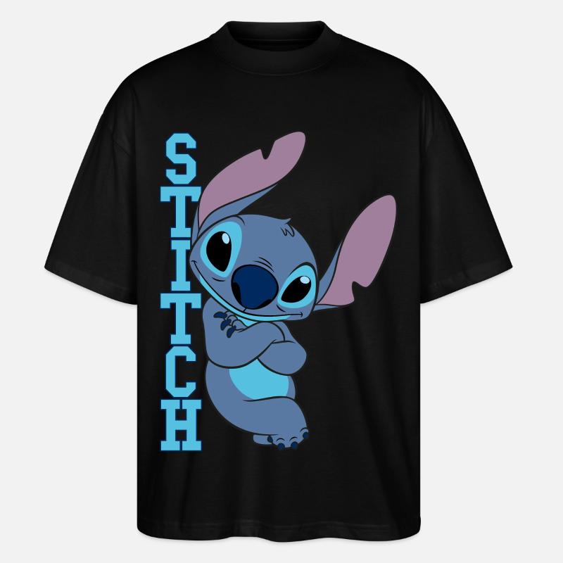 Lilo & Stitch Schriftzug Mit Stitch - Stanley/Stella Oversized Unisex Bio T-Shirt Blaster 2.0 - Schwarz