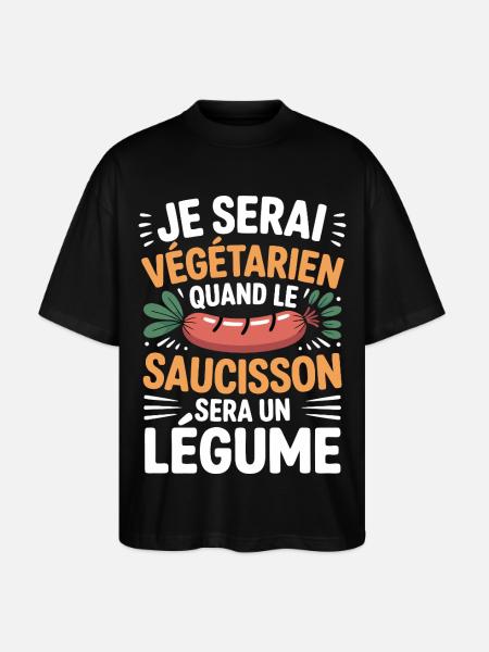 Humour Sausage – Never Vegetarian - Stanley/Stella Oversized Unisex Organic T-shirt Blaster 2.0 - black