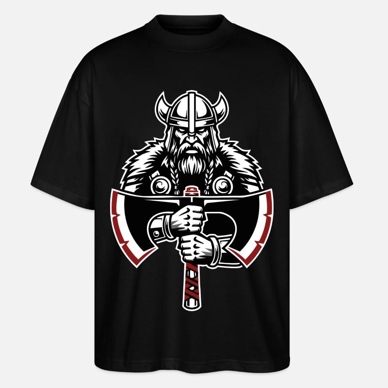 Wikinger-Schild-Runen Keltische Knoten-Maskottchen - Stanley/Stella Oversized Unisex Bio T-Shirt Blaster 2.0 - Schwarz