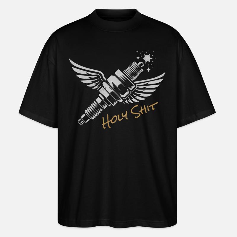 HOLY SHIT Winged Spark Plug - Stanley/Stella Oversized Unisex Organic T-shirt Blaster 2.0 - black