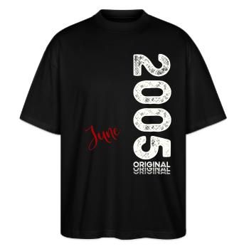20ème anniversaire cadeau mari Vintage juin 2005 - T-shirt bio Blaster 2.0 coupe oversize Stanley/Stella Unisexe - noir - Devant - Alina (178cm) & Michal (187cm)