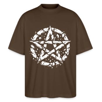 Pentagramme déchiré signe occulte - T-shirt bio Blaster 2.0 coupe oversize Stanley/Stella Unisexe - marron foncé - Devant - Alina (178cm) & Michal (187cm)
