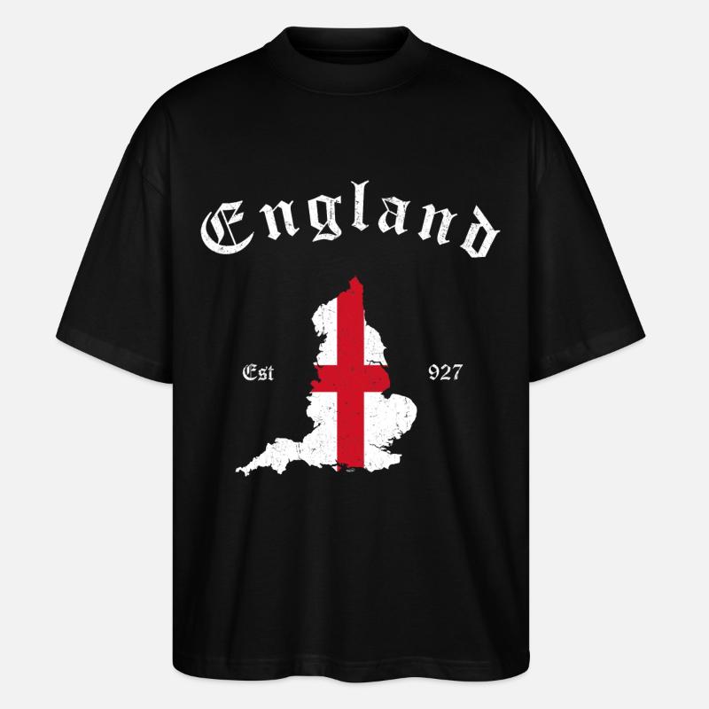 England Map - Stanley/Stella Oversized Unisex Bio T-Shirt Blaster 2.0 - Schwarz