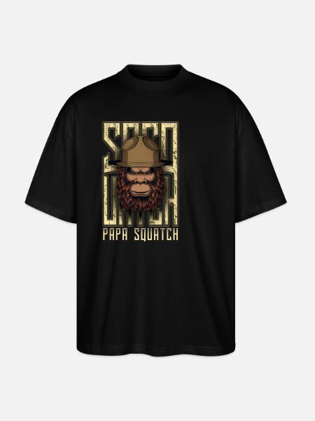 Papa Squatch Bigfoot Sasquatch - Stanley/Stella Oversized Unisex Organic T-shirt Blaster 2.0 - black