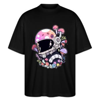 Trippy Forest Party Mignon Astronaute Tekk Rave DJ - T-shirt bio Blaster 2.0 coupe oversize Stanley/Stella Unisexe - noir - Devant - Alina (178cm) & Michal (187cm)