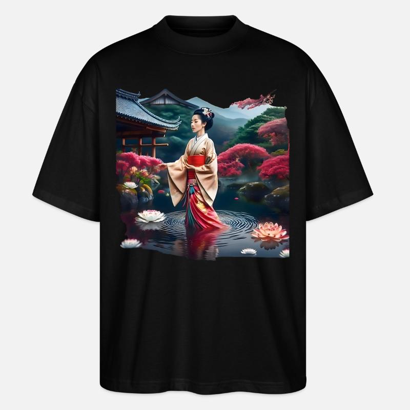 Japanische Dame - Stanley/Stella Oversized Unisex Bio T-Shirt Blaster 2.0 - Schwarz