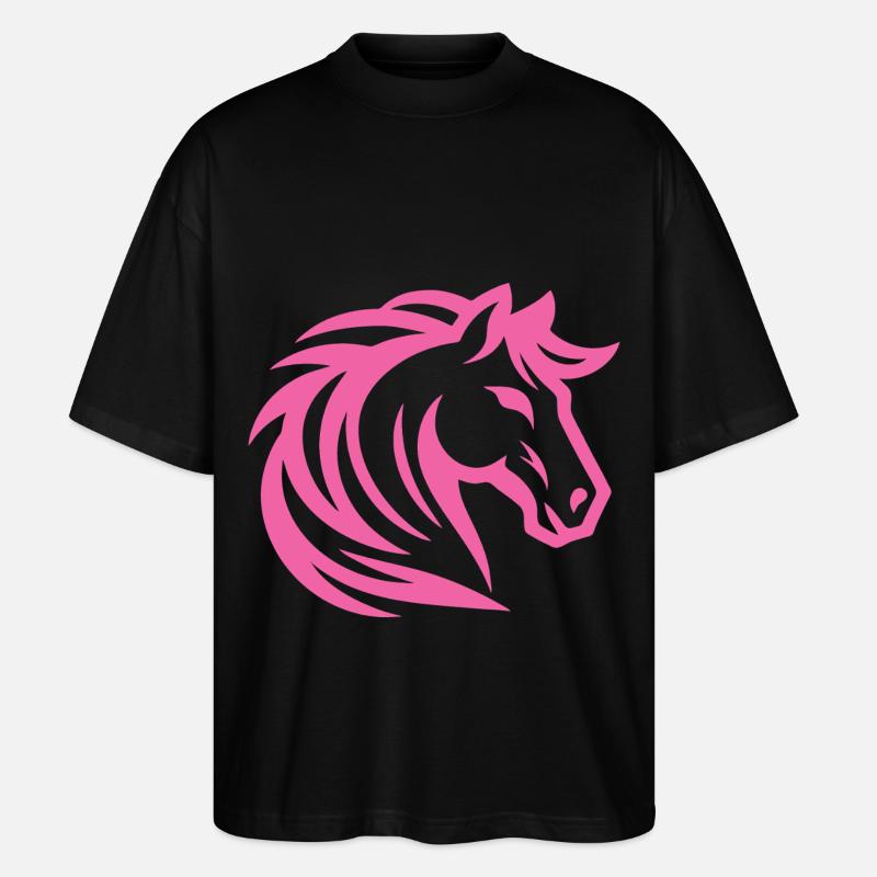 Design cheval rose pour l’équitation - T-shirt bio Blaster 2.0 coupe oversize Stanley/Stella Unisexe - noir