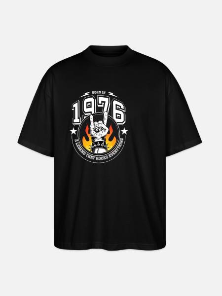 1976 Birthday, rocks everything - Stanley/Stella Oversized Unisex Organic T-shirt Blaster 2.0 - black