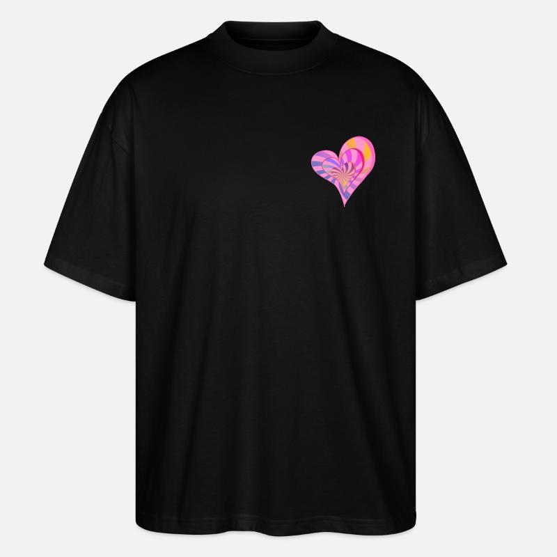 Buntes geschichtetes Herz-Ästhetik-Design - Stanley/Stella Oversized Unisex Bio T-Shirt Blaster 2.0 - Schwarz