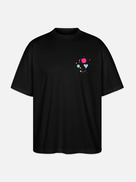 Farbkleckse,Tropfen und Herz - Stanley/Stella Oversized Unisex Bio T-Shirt Blaster 2.0 - Schwarz