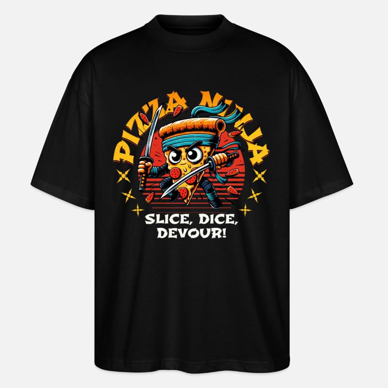PIZZA NINJA SLICE, DICE, DEVOUR! - Stanley/Stella Oversized Unisex Bio T-Shirt Blaster 2.0 - Schwarz