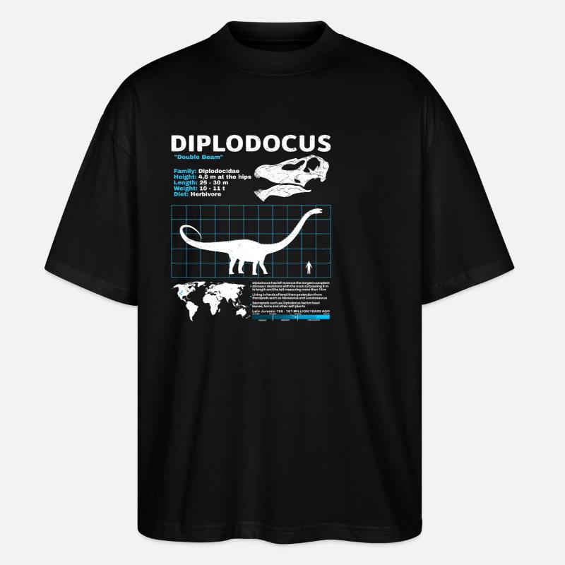 Diplodocus Datenblatt - Stanley/Stella Oversized Unisex Bio T-Shirt Blaster 2.0 - Schwarz
