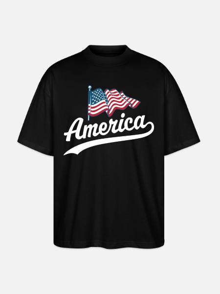 America Flag - Stanley/Stella Oversized Unisex Organic T-shirt Blaster 2.0 - black