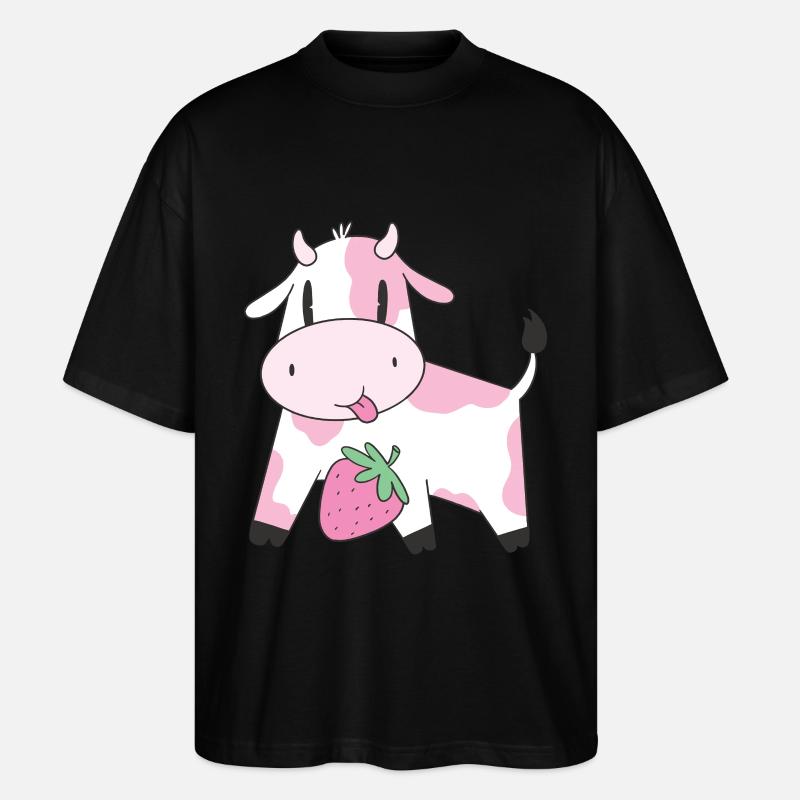 Strawberry Cow - Stanley/Stella Oversized Unisex Bio T-Shirt Blaster 2.0 - Schwarz