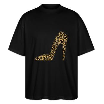 Talons hauts motif léopard léopard - T-shirt bio Blaster 2.0 coupe oversize Stanley/Stella Unisexe - noir - Devant - Alina (178cm) & Michal (187cm)