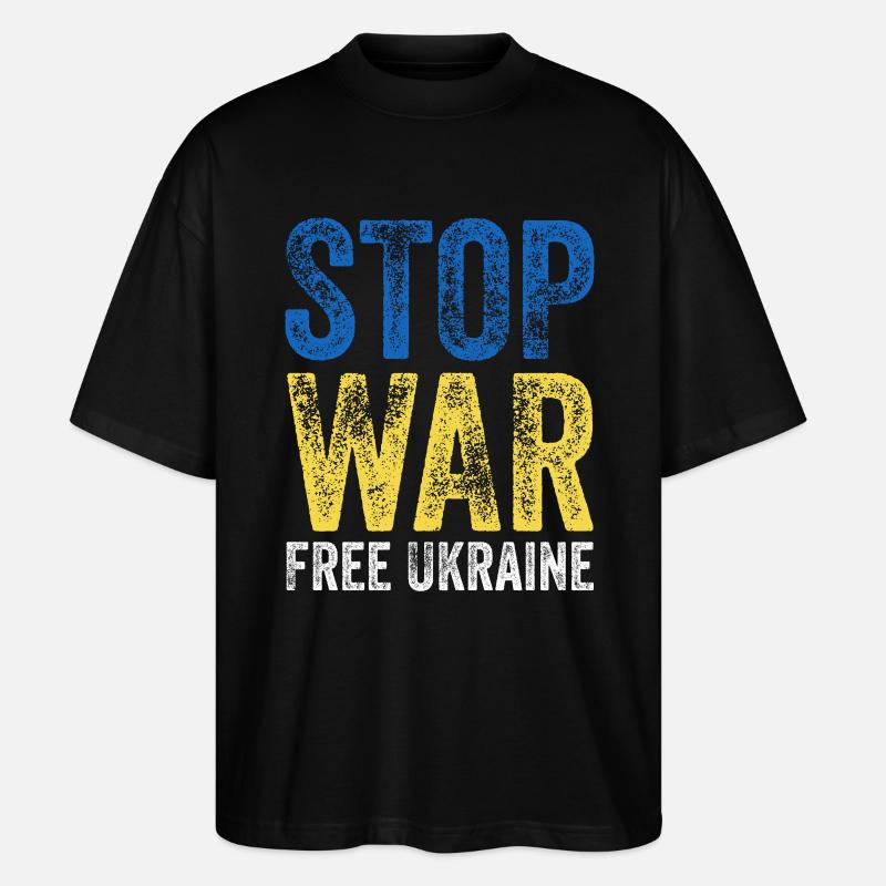 Ukraine Stop War - Stanley/Stella Oversized Unisex Bio T-Shirt Blaster 2.0 - Schwarz