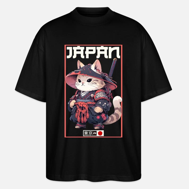 Asia Cat Japanese Samurai Samurai - Stanley/Stella Oversized Unisex Organic T-shirt Blaster 2.0 - black