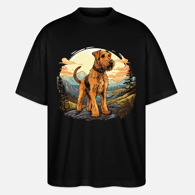 Hund Airedale Terrier - Stanley/Stella Oversized Unisex Bio T-Shirt Blaster 2.0 - Schwarz