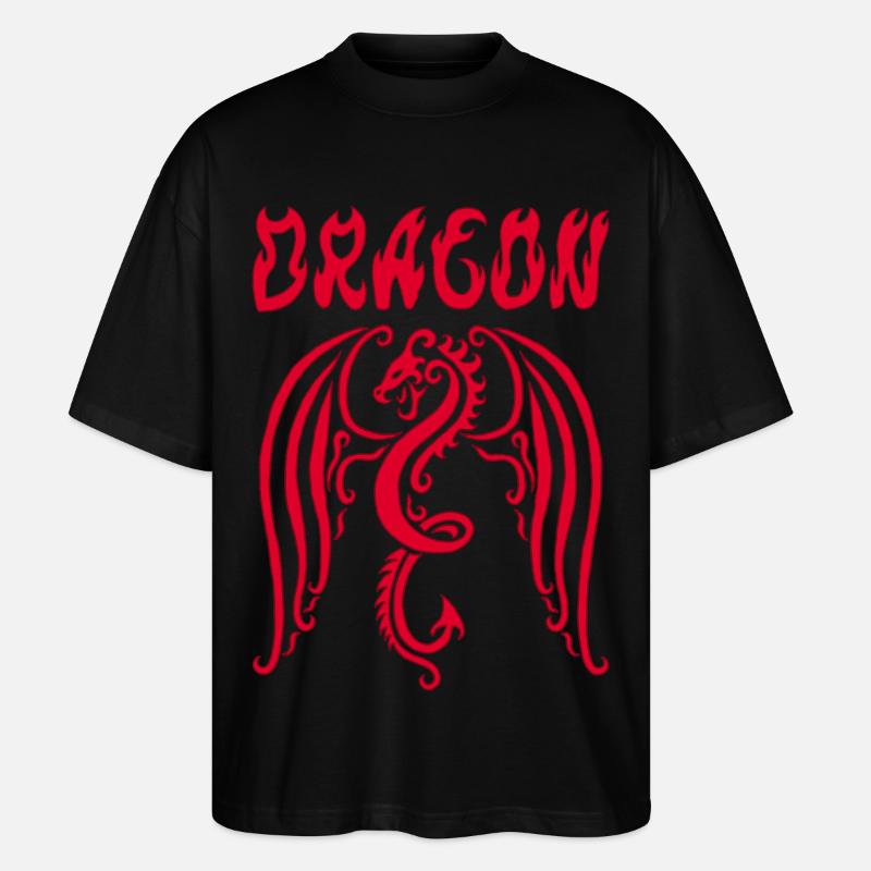 Roter Drache - Stanley/Stella Oversized Unisex Bio T-Shirt Blaster 2.0 - Schwarz