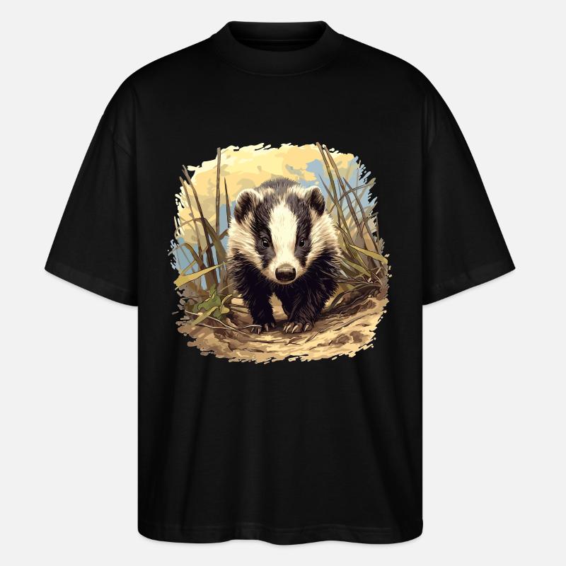 Badger Dachse Dachs - Stanley/Stella Oversized Unisex Organic T-shirt Blaster 2.0 - black