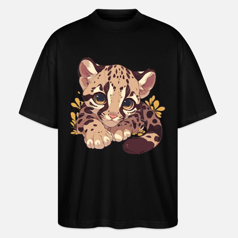 Clouded Leopard Nebelparder - Stanley/Stella Oversized Unisex Bio T-Shirt Blaster 2.0 - Schwarz