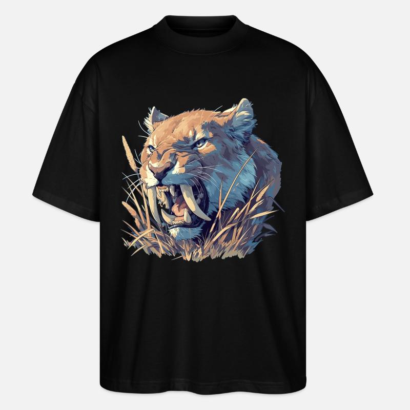 Saber-Toothed Tiger Säbelzahntiger - Stanley/Stella Oversized Unisex Bio T-Shirt Blaster 2.0 - Schwarz