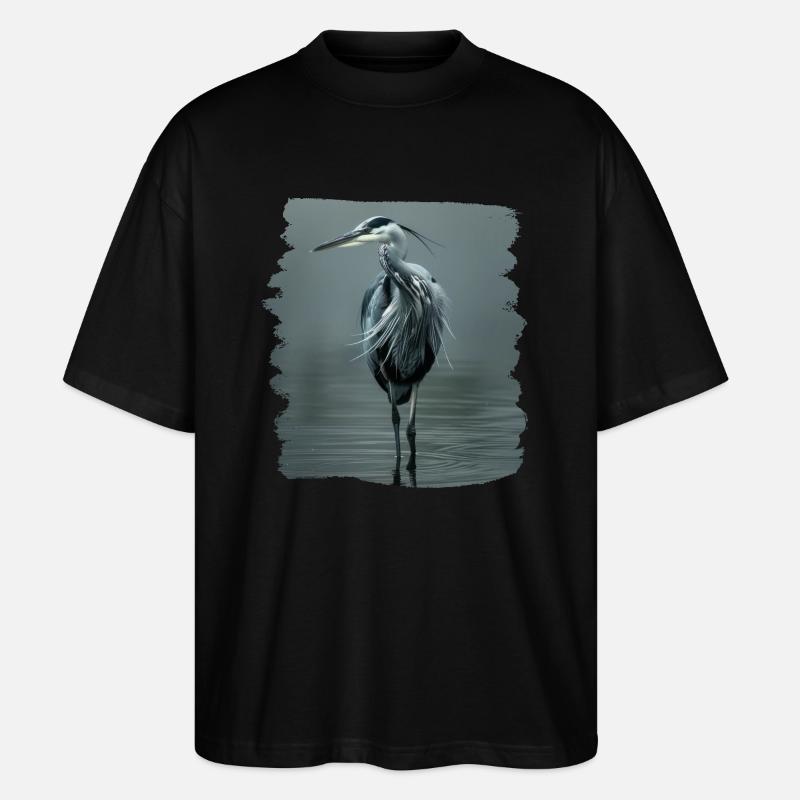 Heron Reiher - Stanley/Stella Oversized Unisex Bio T-Shirt Blaster 2.0 - Schwarz