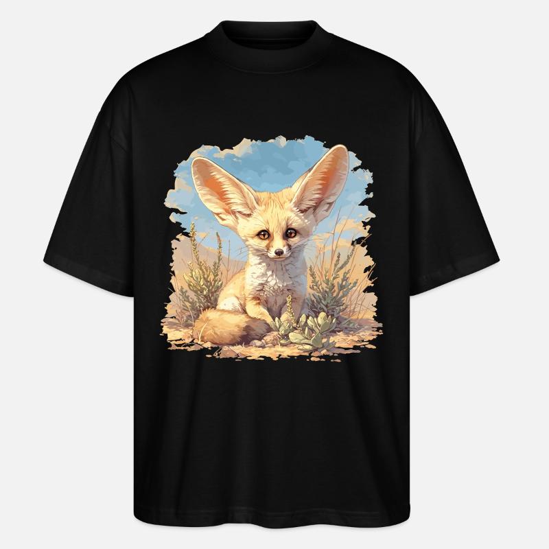 Fennec Fox Fenneks Fennek - Stanley/Stella Oversized Unisex Organic T-shirt Blaster 2.0 - black